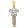 10kt Yellow Gold Mens Diamond Key Charm Fashion Pendant 5/8 Cttw