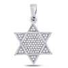 10kt White Gold Mens Round Diamond Star Magen David Jewish Charm Pendant 1/5 Cttw