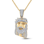 10kt Yellow Gold Mens Round Diamond Jesus Face Charm Pendant 3/8 Cttw