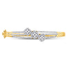 14kt Yellow Gold Womens Round Diamond Triple Cluster Bangle Bracelet 1-1/4 Cttw