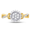 10kt Yellow Gold Womens Round Diamond Circle Flower Cluster Ring 1/3 Cttw