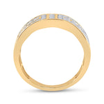 14kt Yellow Gold Mens Round Diamond Symmetrical Wedding Band Ring 1 Cttw