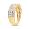 14kt Yellow Gold Mens Round Diamond Symmetrical Wedding Band Ring 1 Cttw