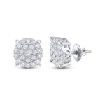 14kt White Gold Womens Round Diamond Cluster Earrings 1-1/2 Cttw