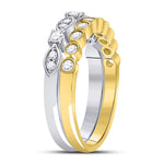 10kt Two-tone Gold Womens Round Diamond 2-piece Stackable Band Ring 1/2 Cttw