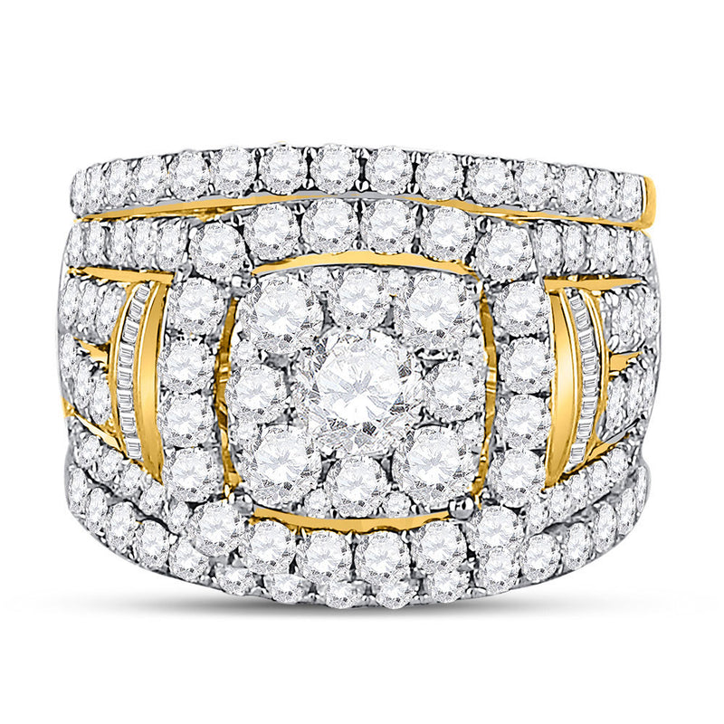 14kt Yellow Gold Round Diamond Bridal Wedding Ring Band Set 4 Cttw