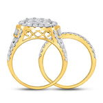 14kt Yellow Gold Round Diamond Bridal Wedding Ring Band Set 4 Cttw