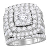 14kt White Gold Round Diamond Bridal Wedding Ring Band Set 6 Cttw