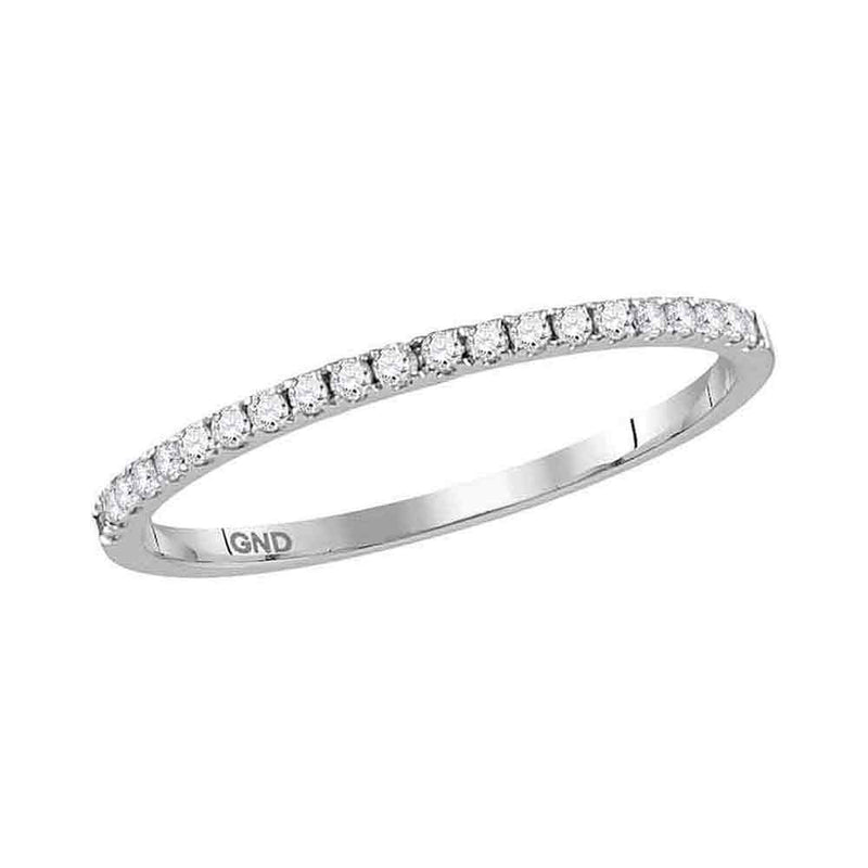 10kt White Gold Womens Round Diamond Stackable Band Ring 1/6 Cttw