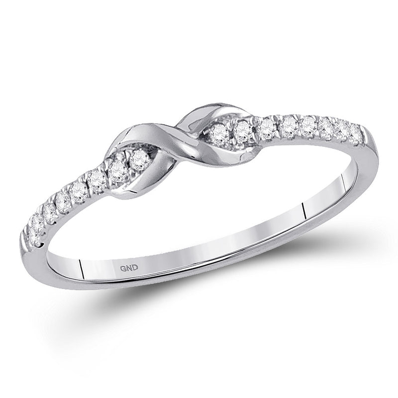 10kt White Gold Womens Round Diamond Infinity Knot Stackable Ring 1/10 Cttw