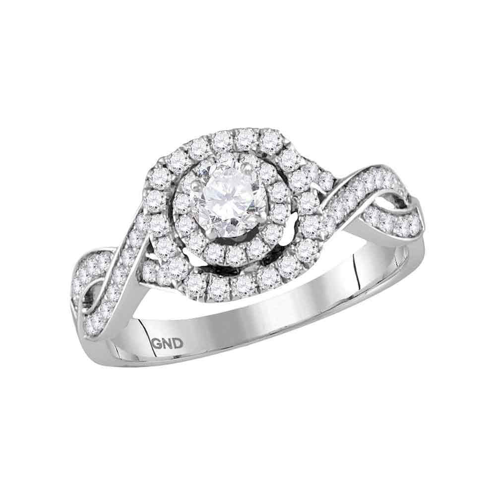 14kt White Gold Round Diamond Solitaire Bridal Wedding Engagement Ring 7/8 Cttw