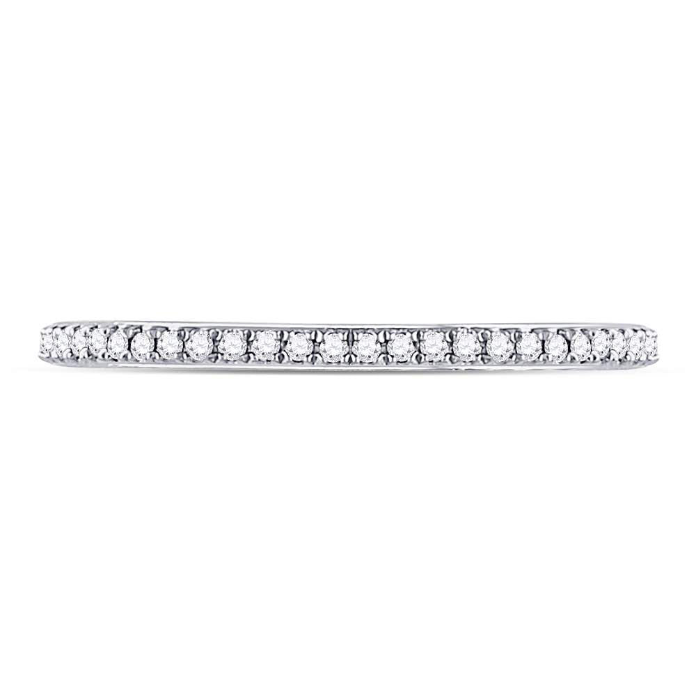 10kt White Gold Womens Round Diamond Single Row Stackable Band Ring 1/8 Cttw