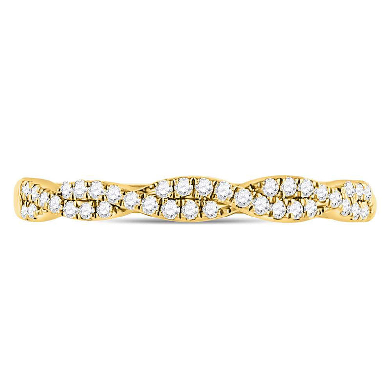 10kt Yellow Gold Womens Round Diamond Twist Stackable Band Ring 1/4 Cttw