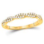 10kt Yellow Gold Womens Round Diamond Twist Stackable Band Ring 1/4 Cttw