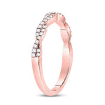 10kt Rose Gold Womens Round Diamond Woven Twist Stackable Band Ring 1/4 Cttw