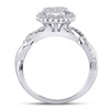 10kt White Gold Round Diamond Cluster Bridal Wedding Engagement Ring 3/4 Cttw