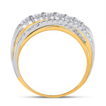 14kt Yellow Gold Womens Round Diamond Graduated Crossover Band Ring 1/2 Cttw