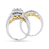 14kt Two-tone Gold Round Diamond Bridal Wedding Ring Band Set 1-1/2 Cttw