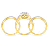 14kt Yellow Gold Round Diamond 3-Piece Bridal Wedding Ring Set 1 Cttw