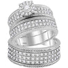 10kt White Gold His Hers Round Diamond Solitaire Matching Wedding Set 7/8 Cttw