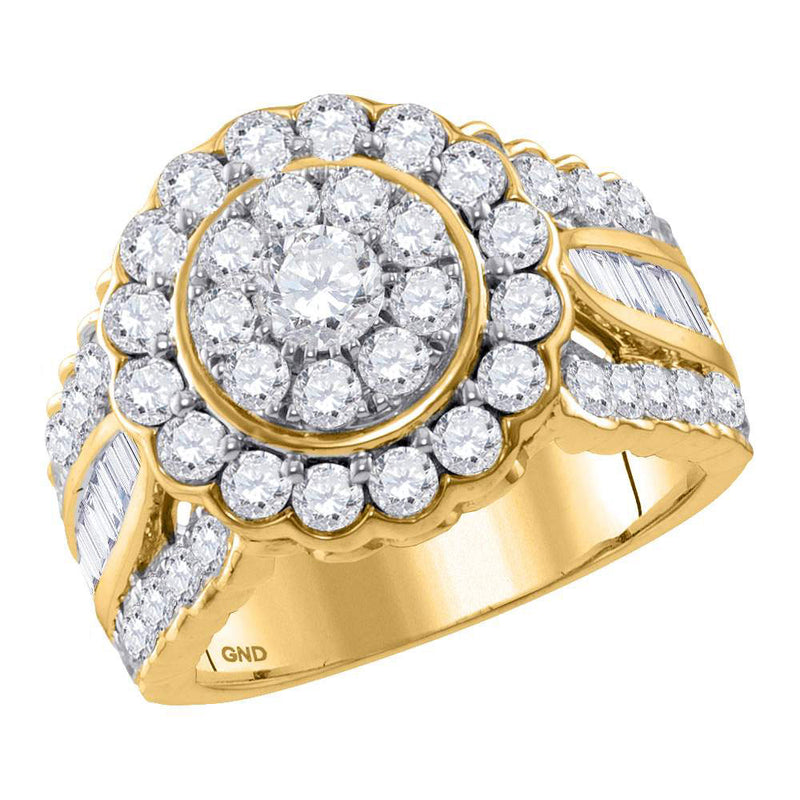 14kt Yellow Gold Round Diamond Solitaire Halo Bridal Wedding Engagement Ring 3 Cttw