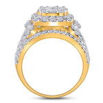 14kt Yellow Gold Round Diamond Cluster Bridal Wedding Engagement Ring 3 Cttw