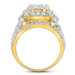 14kt Yellow Gold Round Diamond Cluster Bridal Wedding Engagement Ring 3 Cttw