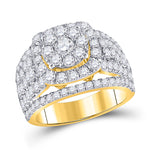 14kt Yellow Gold Round Diamond Cluster Bridal Wedding Engagement Ring 3 Cttw