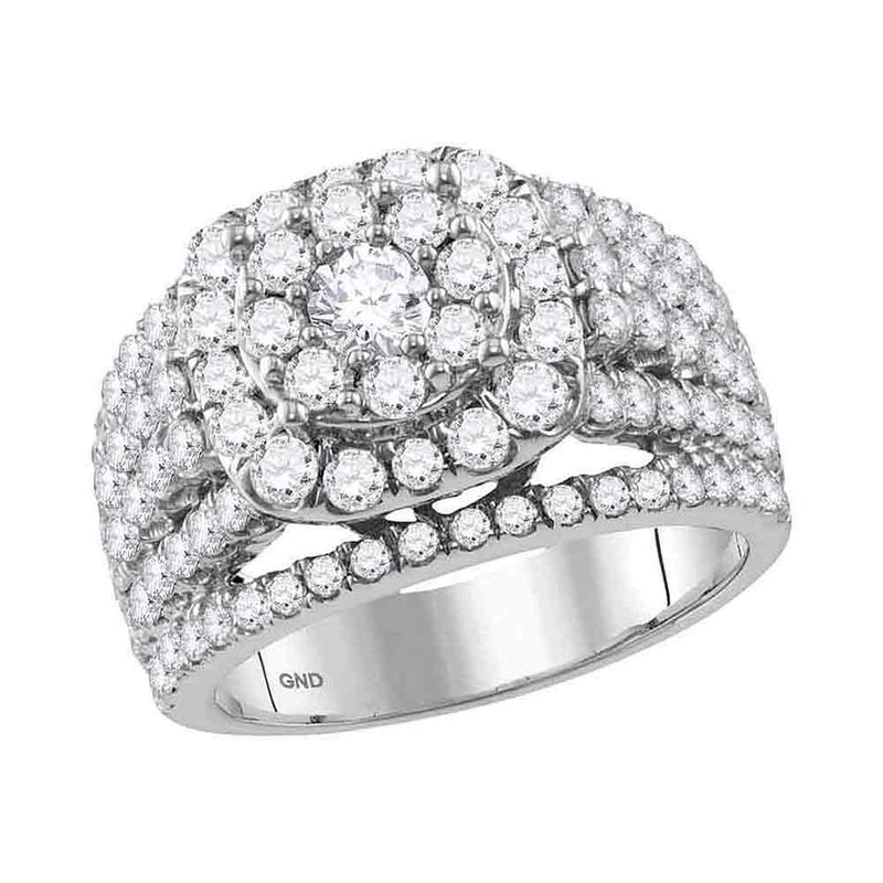 14kt White Gold Round Diamond Cluster Bridal Wedding Engagement Ring 3 Cttw