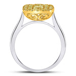 14kt Two-tone Gold Womens Princess Yellow Diamond Solitaire Square Frame Ring 1 Cttw