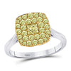 14kt Two-tone Gold Womens Princess Yellow Diamond Solitaire Square Frame Ring 1 Cttw