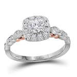 14kt Two-tone Gold Round Diamond Solitaire Bridal Wedding Engagement Ring 3/4 Cttw