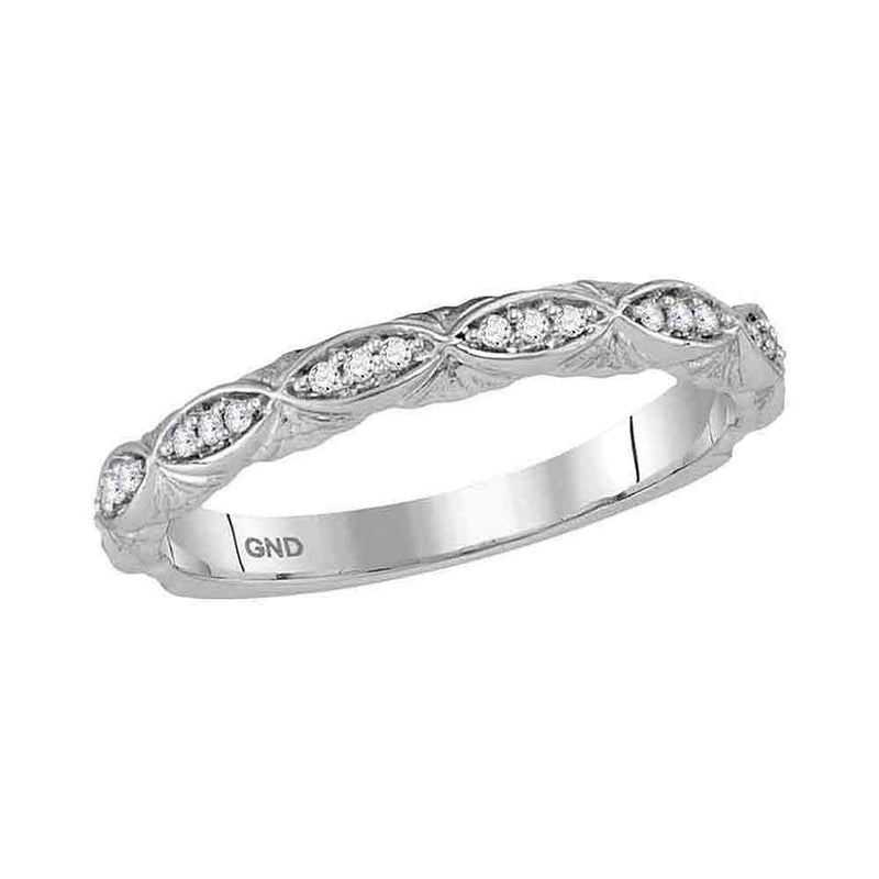 10kt White Gold Womens Round Diamond Stackable Band Ring 1/10 Cttw