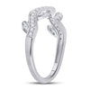 10kt White Gold Womens Round Diamond Vine Floral Stackable Band Ring 1/6 Cttw