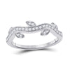 10kt White Gold Womens Round Diamond Vine Floral Stackable Band Ring 1/6 Cttw