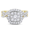 14kt Yellow Gold Round Diamond Bridal Wedding Ring Band Set 1 Cttw