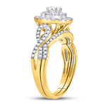 14kt Yellow Gold Round Diamond Bridal Wedding Ring Band Set 1 Cttw