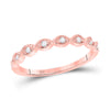 14kt Rose Gold Womens Round Diamond Twist Stackable Band Ring 1/10 Cttw