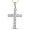 14kt Yellow Gold Mens Round Diamond Roman Cross Charm Pendant 2 Cttw