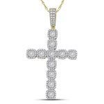 14kt Yellow Gold Mens Round Diamond Roman Cross Charm Pendant 2 Cttw