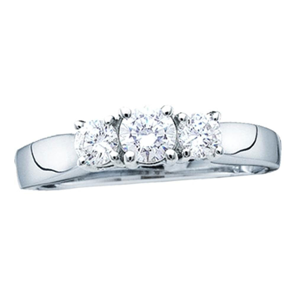 14kt White Gold Diamond 3-stone Bridal Wedding Engagement Ring 1/4 Cttw