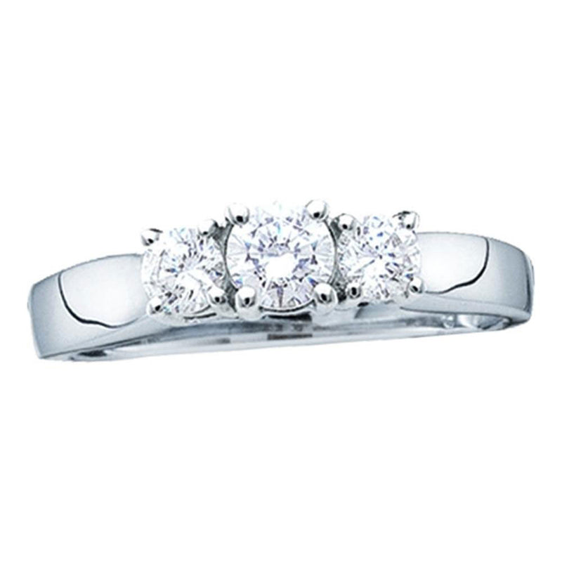 14kt White Gold Diamond 3-stone Bridal Wedding Engagement Ring 1/4 Cttw