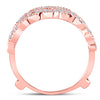 14kt Rose Gold Womens Round Diamond Milgrain Ring Guard Enhancer Wedding Band 1/3 Cttw