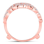 14kt Rose Gold Womens Round Diamond Milgrain Ring Guard Enhancer Wedding Band 1/3 Cttw