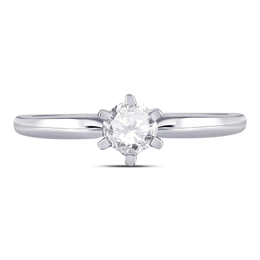 14kt White Gold Womens Round Diamond Solitaire Bridal Wedding Engagement Ring 1/2 Cttw