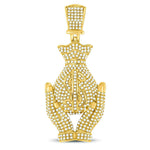 10kt Yellow Gold Mens Round Diamond Money Bag Hands Charm Pendant 2 Cttw