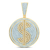 10kt Yellow Gold Mens Round Diamond Dollar Sign Circle Charm Pendant 1 Cttw