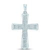 10kt White Gold Mens Round Diamond Roman Cross Charm Pendant 1/3 Cttw