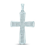 10kt White Gold Mens Round Diamond Roman Cross Charm Pendant 1/3 Cttw