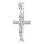 10kt White Gold Mens Round Diamond Roman Cross Charm Pendant 1/2 Cttw